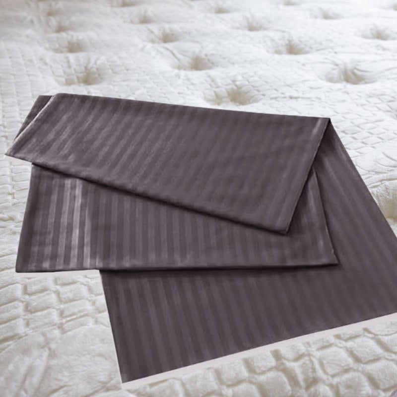 Bedding Zone Standard Pillowcase Set - Black Striped - Image 3